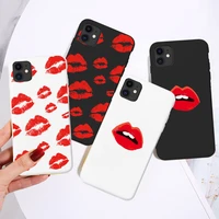 black sexy girl red lips kiss phone case cover for iphone 12 se2020 xr x 11 13 pro xs max 8 7 6s plus coque shell tpu silicone