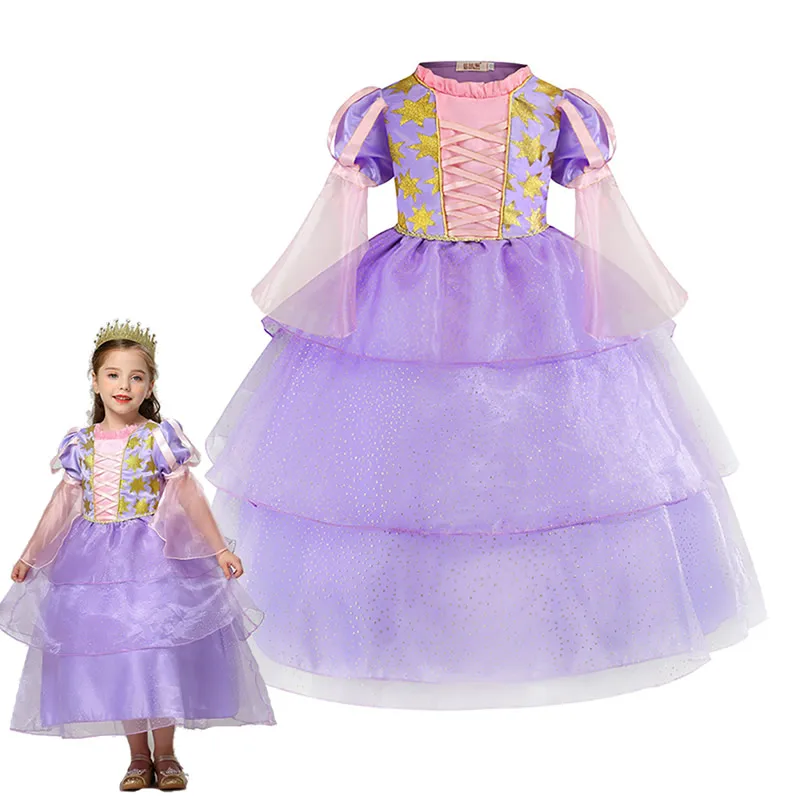 Запутанное волшебное платье для девочек От 2 до 10 лет Детское фиолетовое