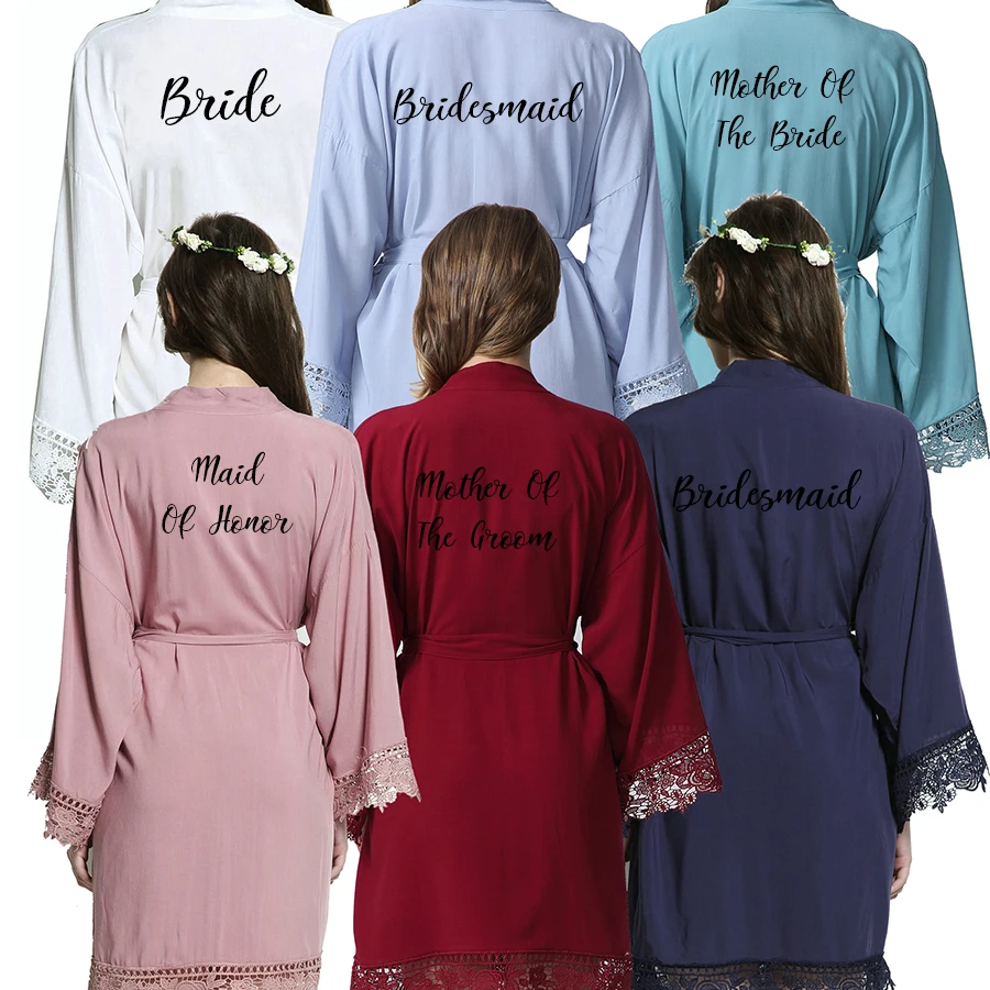 Халат-кимоно женский короткий с кружевной отделкой 2019 хлопок | Женская одежда