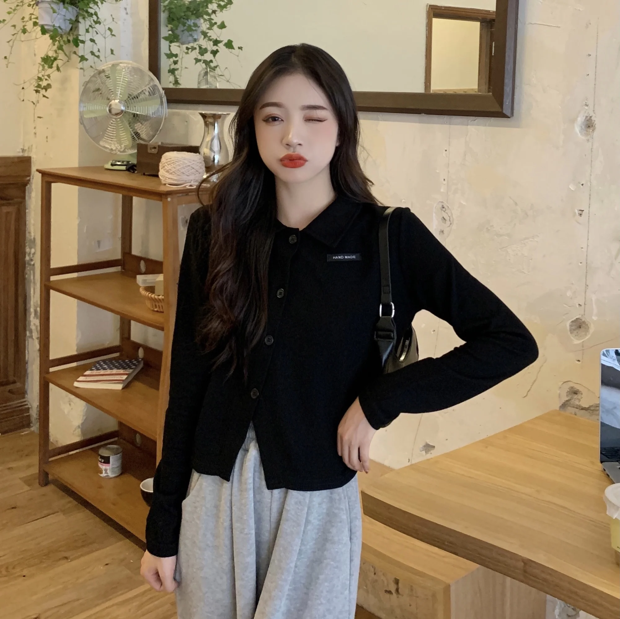 Большой шикарный кардиган свитер осенняя Асимметричная короткая облегающая