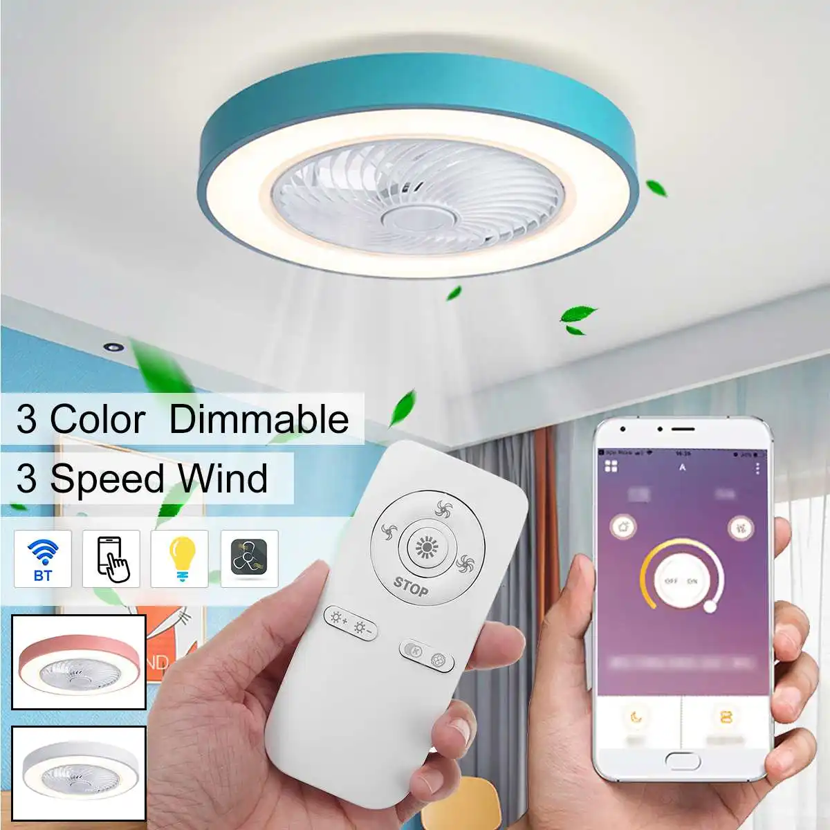 

80W 220V 50cm Dimmable LED Ceiling Fan Light APP Remote Control Fan With Lighting Adjustable Wind Speed LED Air Cooler Lamp