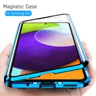 Магнитный чехол-книжка с поглощением на 360  для samsung galaxy a52 a72 a32 a12 s21 ultra s 21plus, двухсторонний стеклянный чехол с металлическими краями