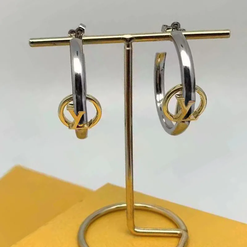 

High Quality Original 1:1 Copy Luxury Jewelry Women Earrings Gold Color Silver Color Fashion Christmas Gift