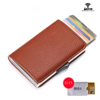 bycobecy 2020 new credit card holder rfid blocking card wallet for travel aluminum box fashion soft leather slim card case