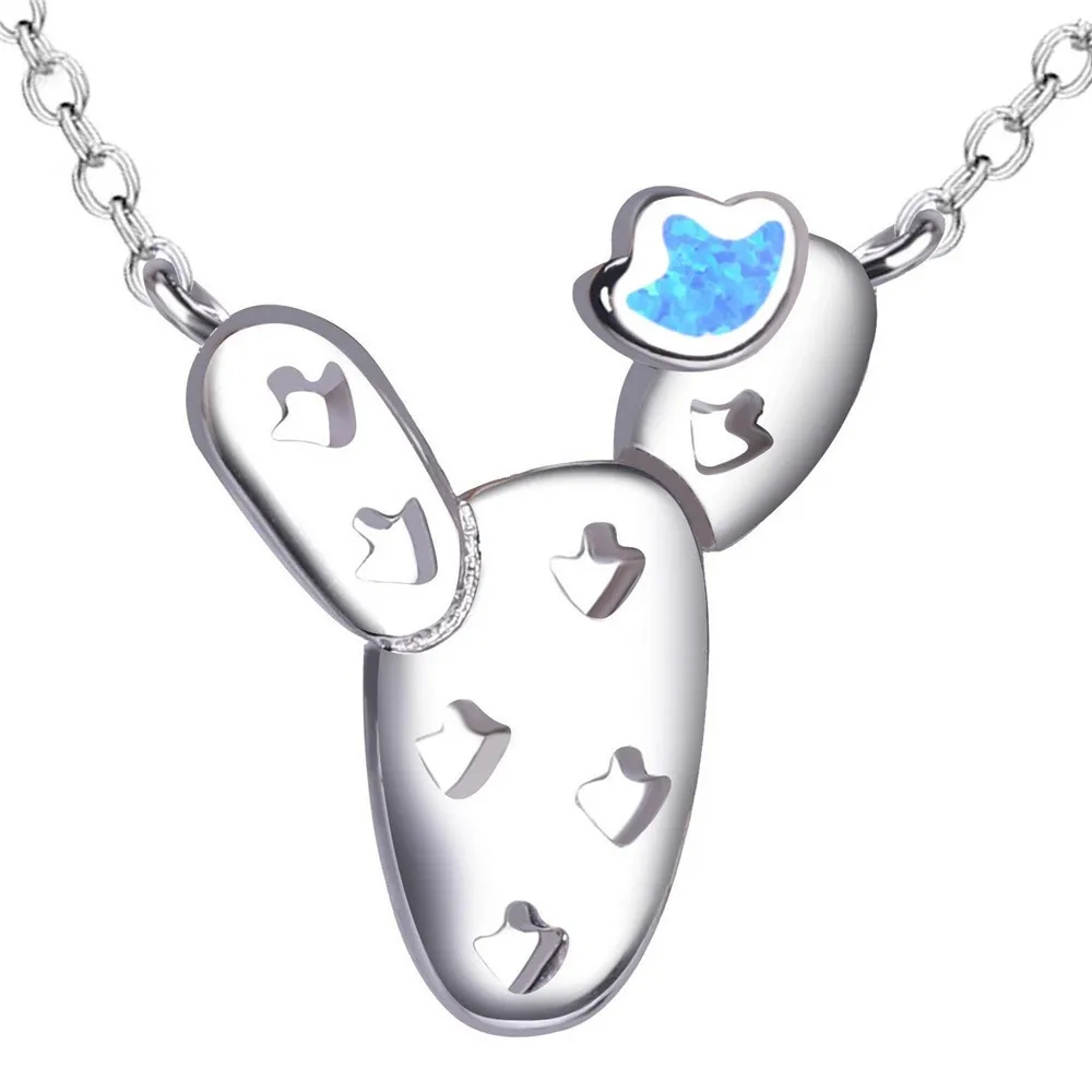 

Модное ожерелье с подвеской из голубого опала и кактуса, ожерелье-чокер с ажурным металлическим растением, женское очаровательное ювелирно...