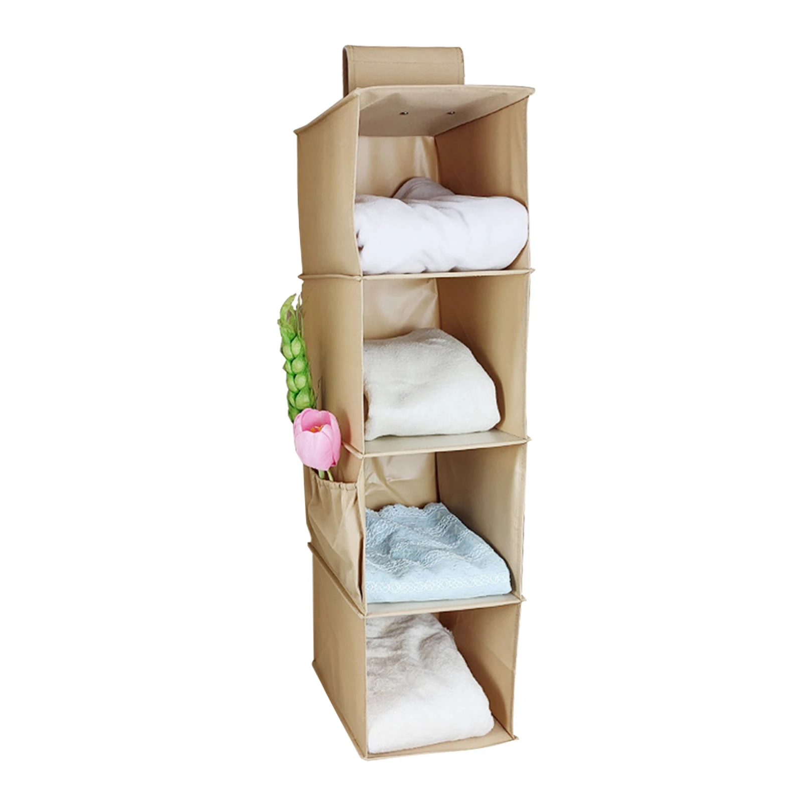 

4 Shelf Hanging Closet Organizer Multifunction Oxford Cloth Home Clothes Handbag Foldable Collapsible Scraf Wardrobe Storage