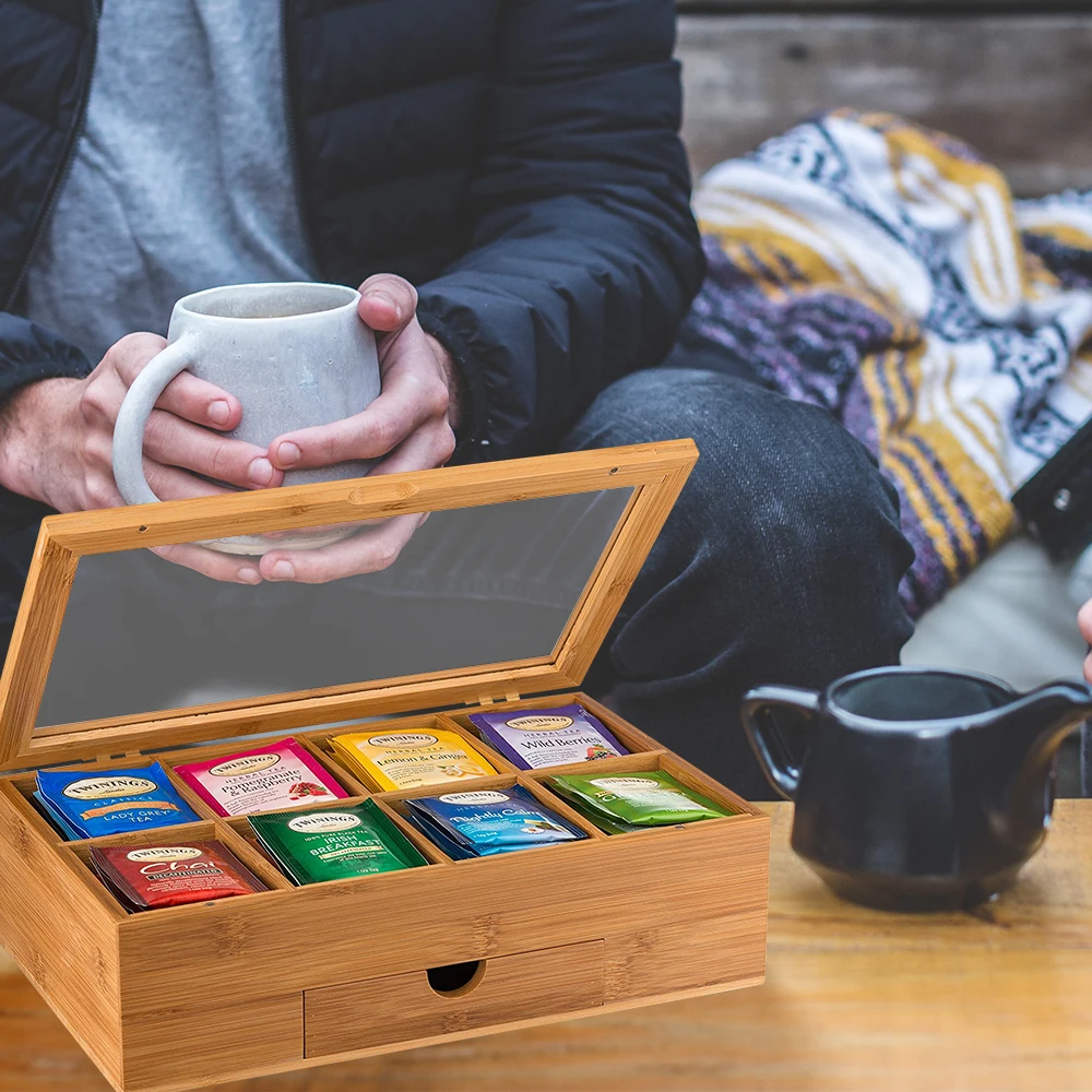 Многофункциональная коробка для хранения чайных пакетиков Бамбуковая система