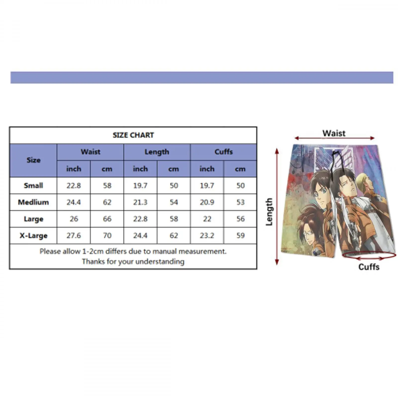 

printer attack on titan waterproof beach shorts art kids loose panties attack on titan badge kids panties