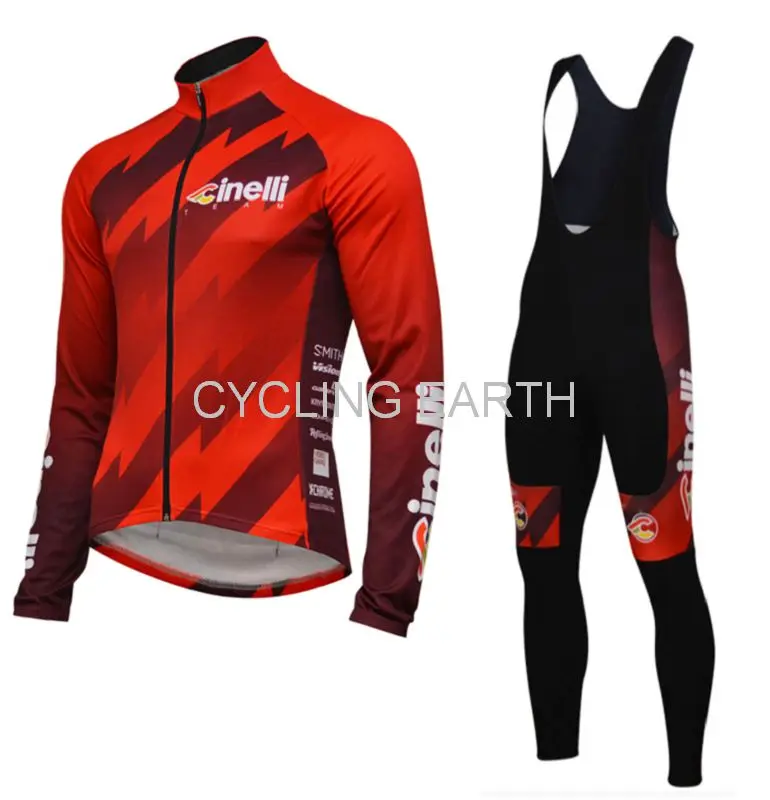 long bib set Cinelli длинный рукав Джерси для велоспорта осень дышащий детский нагрудник брюки ropa ciclismo велоодежда MTB велосипед мужской комплект одежды - Цвет: long bib set