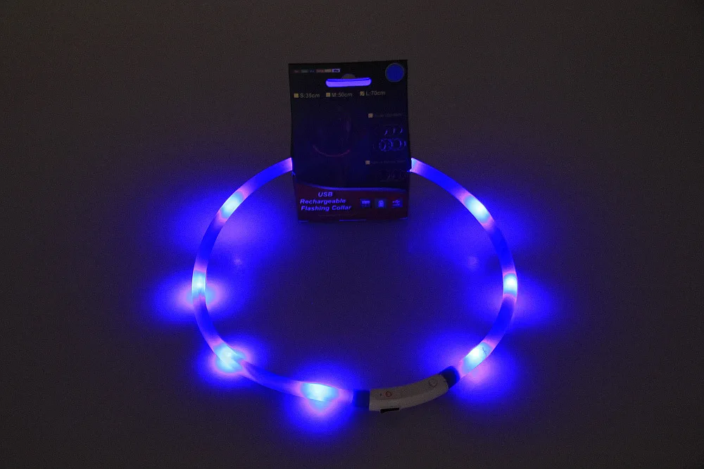 Fenice usb зарядка светодиодный ошейник для собак Ночная безопасность мигающий светящийся поводок для собак, светящиеся люминесцентные ошейники для собак товары для домашних животных - Цвет: blue