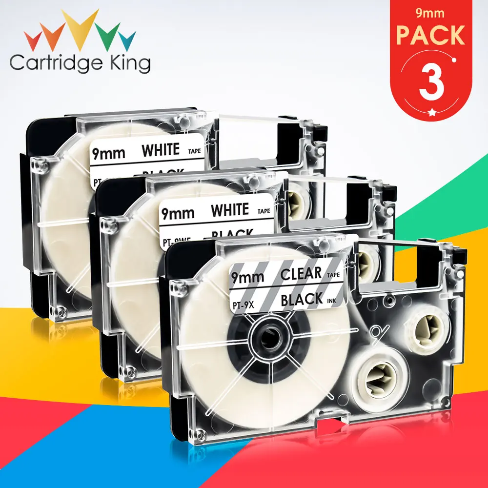 3PK смешанный набор 3/8 &quot9 мм XR-9X XR-9WE черная и белая прозрачная лента принтера