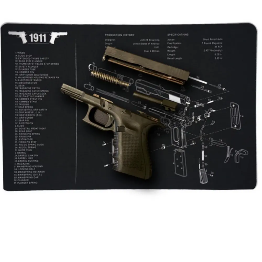 Коврик для чистки пистолета накладки верстак оружия Glock 17 19 1911 Sig sauer P226 P229