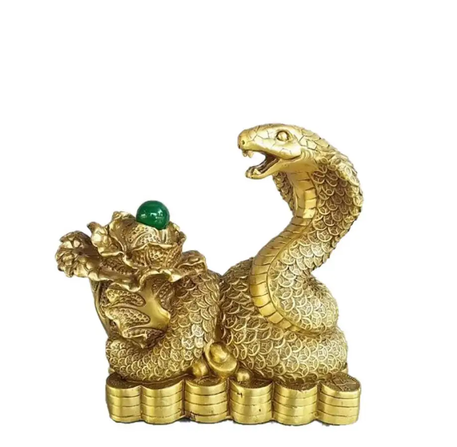 Медная статуя медные деньги Кобра предметы интерьера для дома Зодиак из латуни