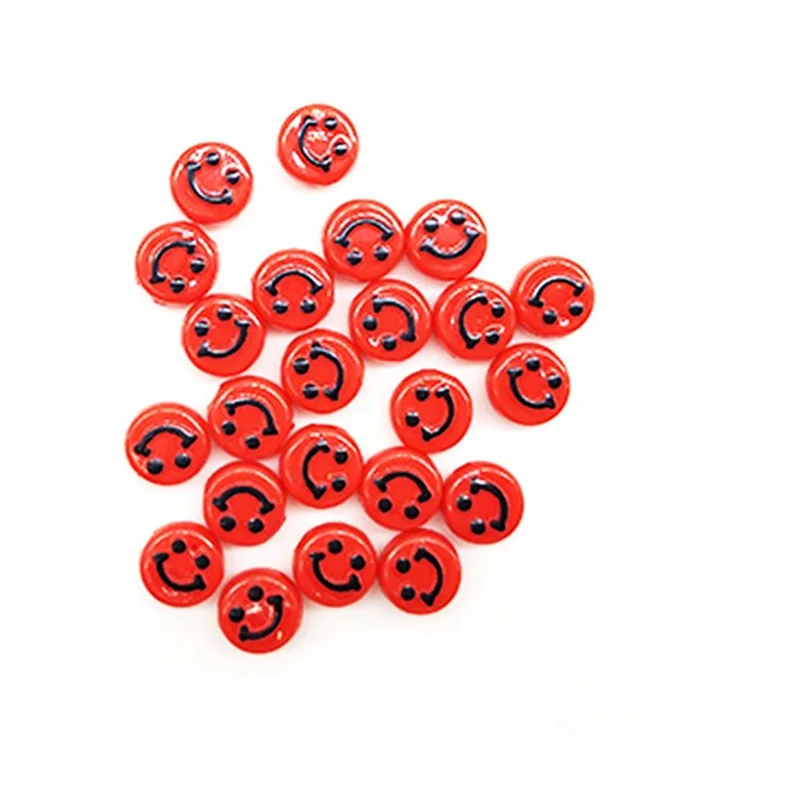 New Fashion 10mm Acrylic 100pcs Relief Three-Dimensional Round Smiling Face Flat Beads DIY Jewelry Bracelet Necklace Accessories