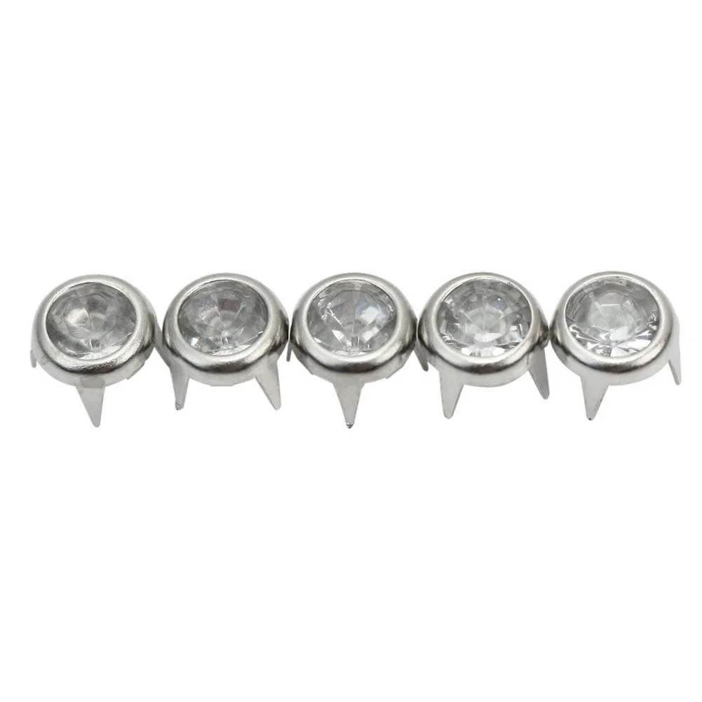 

100Pcs/Lot Round Clear Crystal Rhinestone Stud Spot Rivets Spikes for Bags Shoes Leather Clothes Stud Decorative DIY Supplies