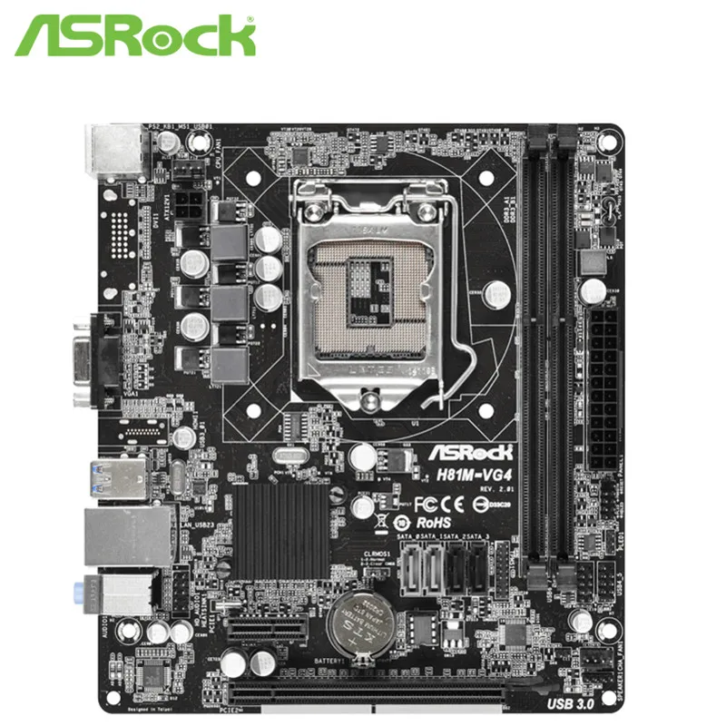 Б/у оригинальный слот LGA1150 H81 материнская плата для ASRock H81M VG4 системная USB3.0 SATA3