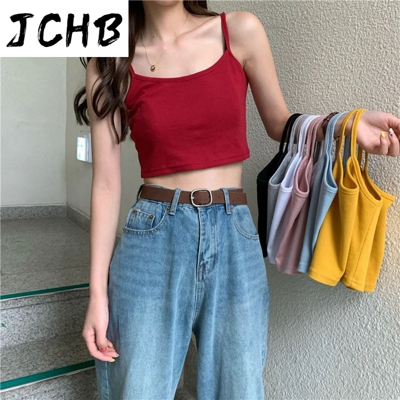 

2021 Solid Sexy Tank Top Camis Club Outfits Short Slim Women Clothes Korean Style Kpop Crop Top Summer Womens Clothing