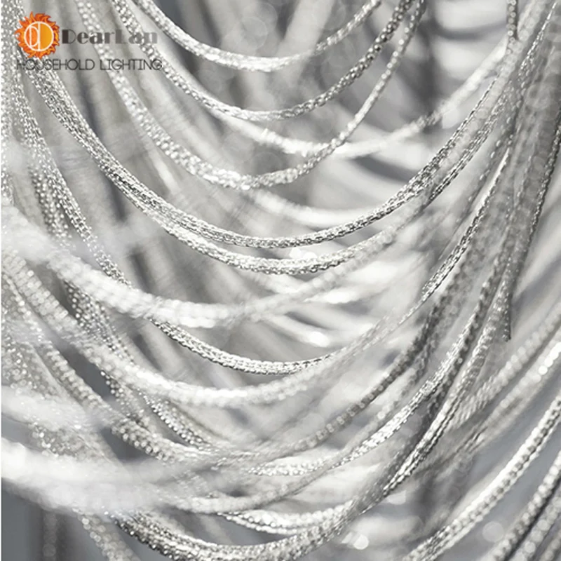 

Modern Style Silver Cloth Art Pendant Lamp Engineering Design Luxury Chain Tassel Aluminum Chain LED Pendant Lights(CQ-55)