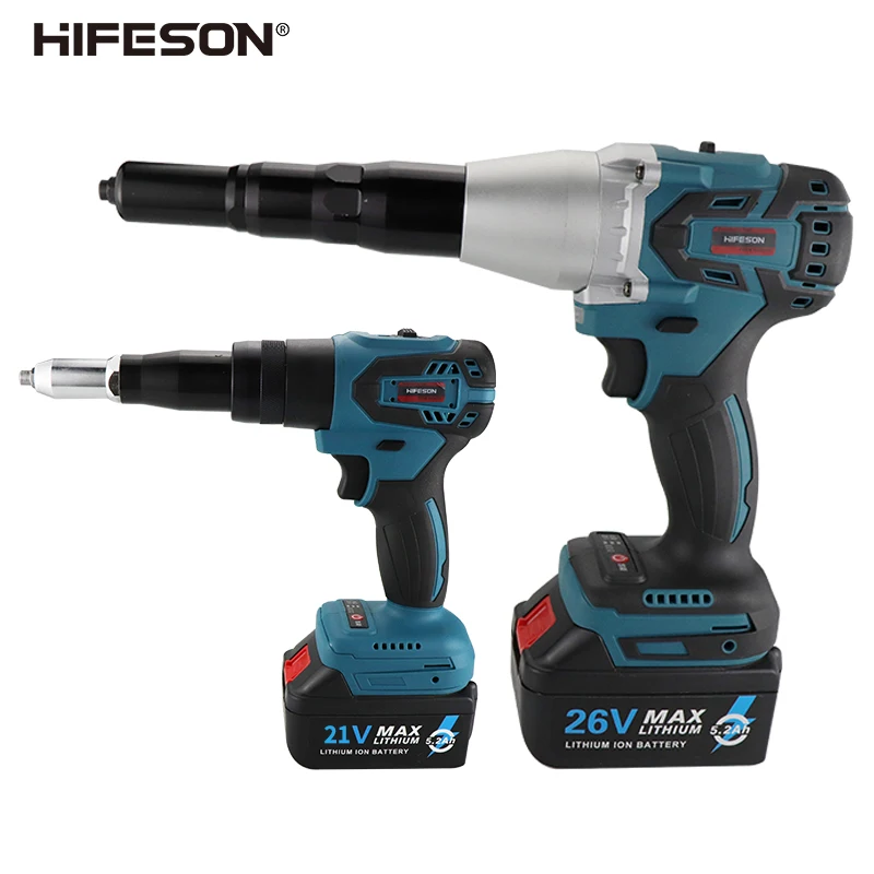 HIFESON Rechargeable Rivet Gun Lithium Battery Brushless Riveter Automatic Rivet Tool Aluminum/Stainless Steel