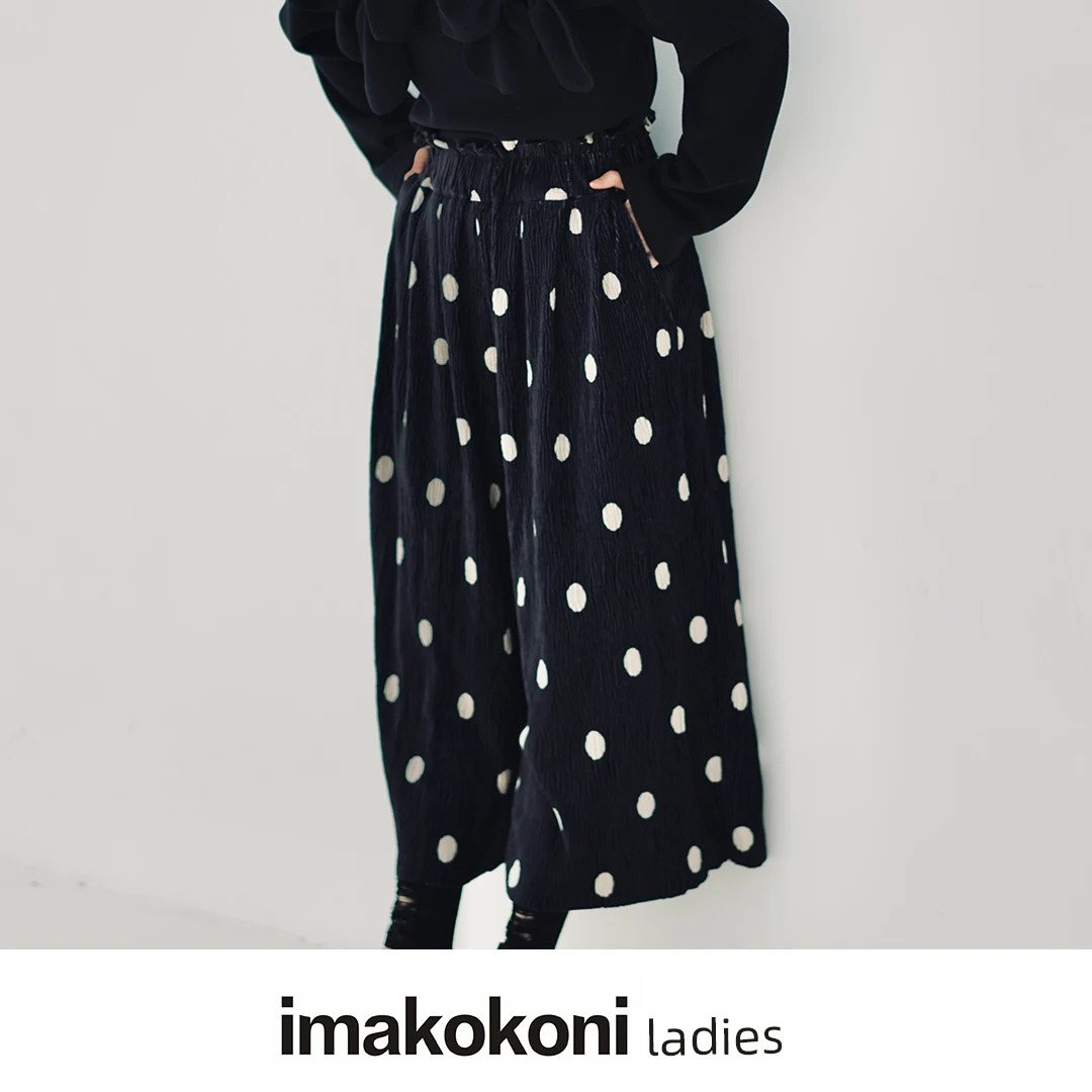 

imakokoni 2021 Women's pants black girl original design pleated nine-point polka dot pants women's autumn 213482