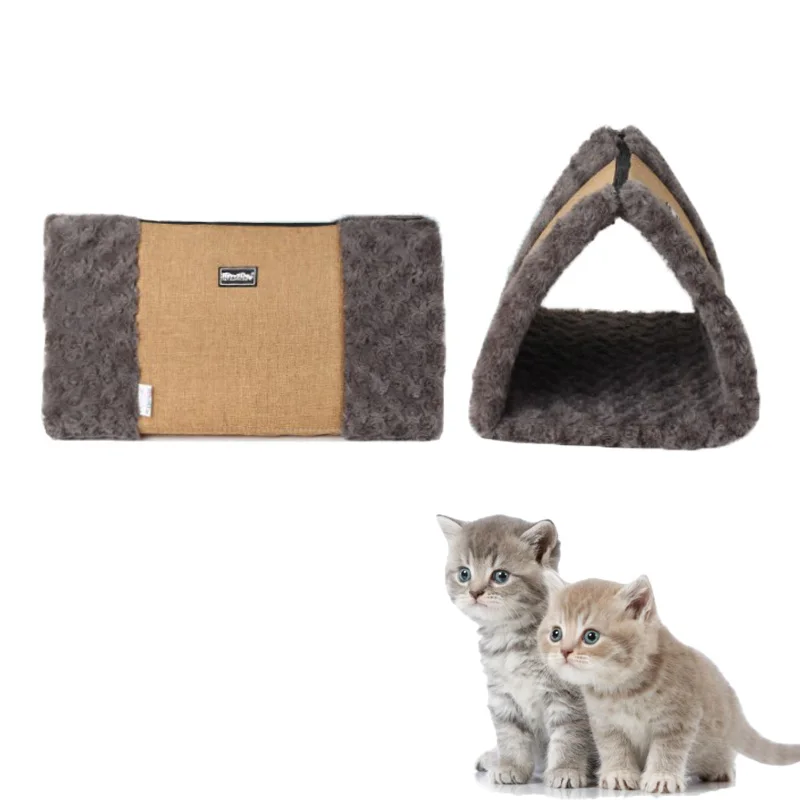 

Folding Triangle Cat Litter Mat To Keep Warm In Winter Removable and Washable Plus Velvet Cat Mat Scratch Resistant Pet Mat