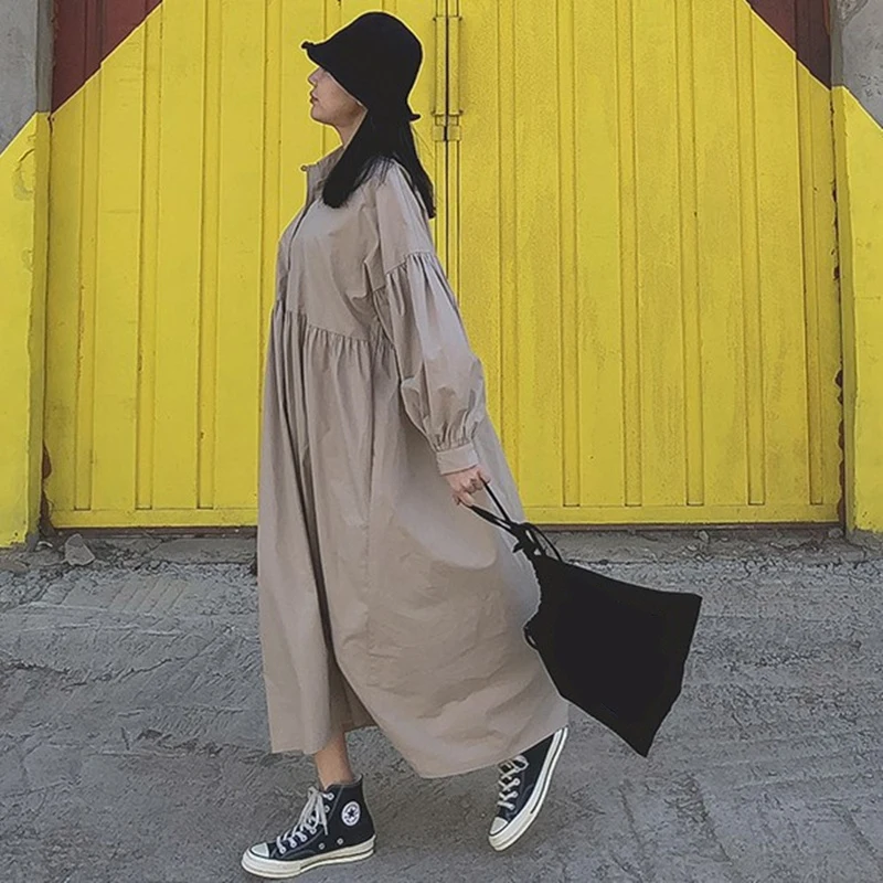 CHICEVER/осеннее Модное Новое свободное платье больших размеров женское с