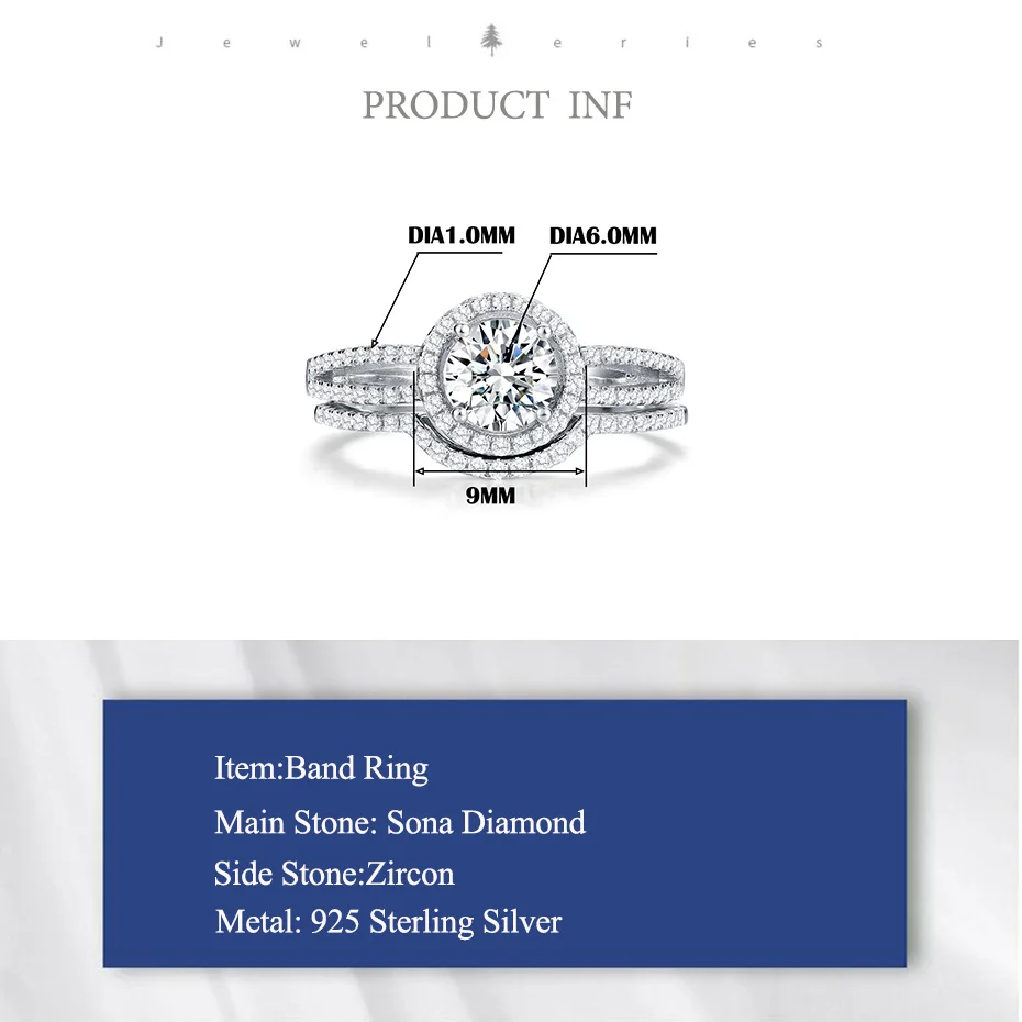 Kuolit 0.8ct Sona бриллианты кольца для женщин 925 пробы Серебряное кольцо круглая огранка камень обручение невесты подарки ювелирные украшения