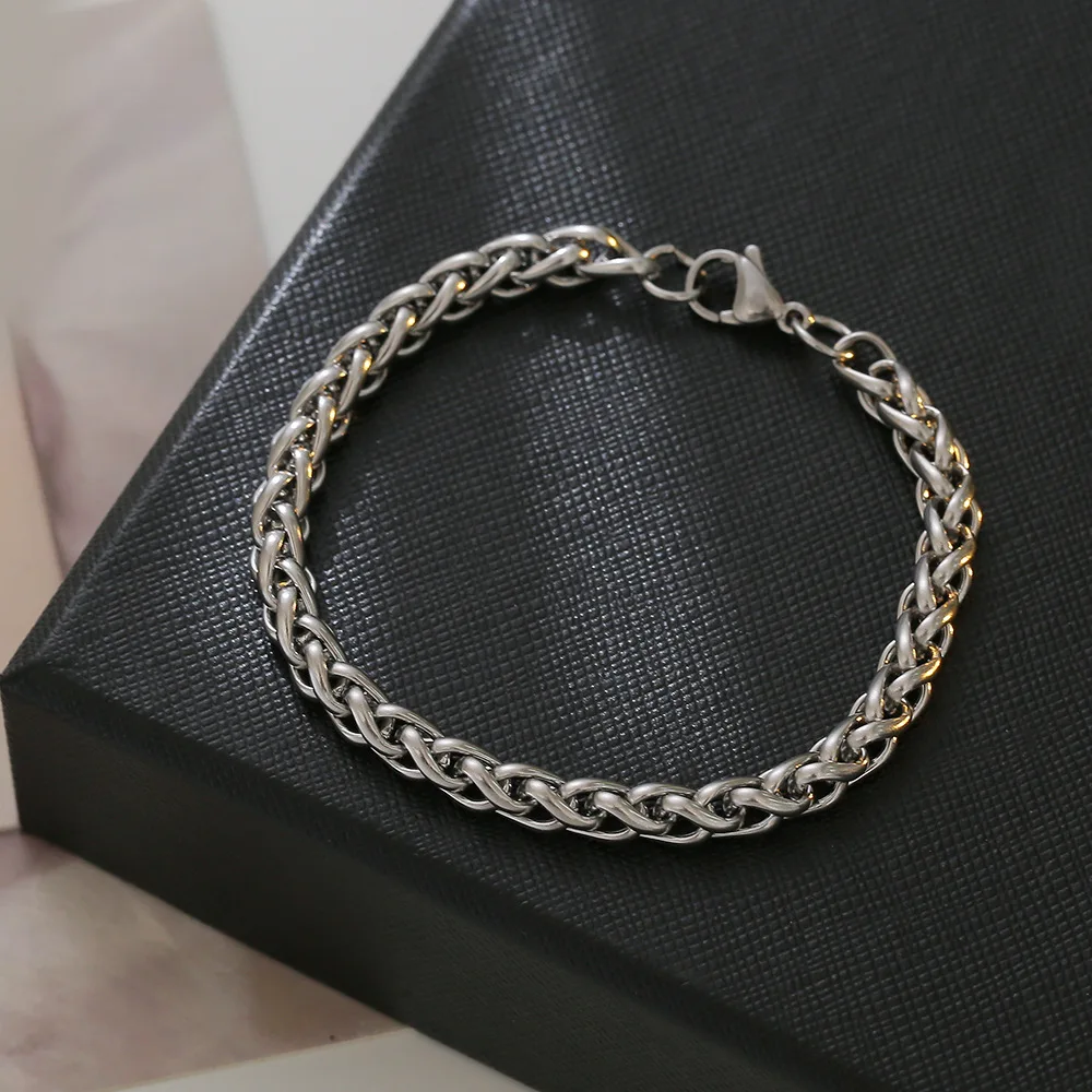 

Quality Titanium Steel Men's Flower Basket Bracelet Stainless Steel Women's Keel Double-layer Bracelet Fashion Jewelry Wholesale