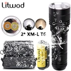 2 светодиодных лампы белого и желтого цвета, профессиональный фонарик для дайвинга, подводный фсветильник рь для дайвинга, фонарик из алюминиевого сплава 80 м с батареей 26650 или 18650