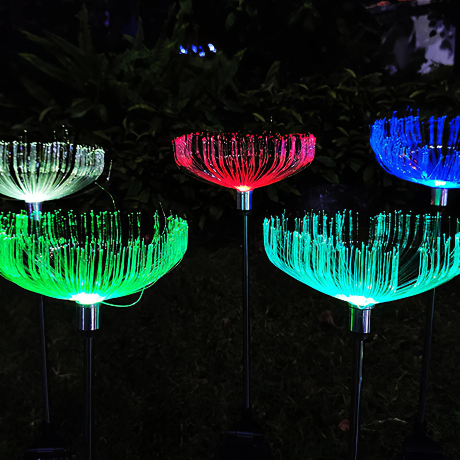 

2Pcs Colorful Solar Garden Lights Fiber LED Flowers Lamp Waterproof Outdoor Landscape Lighting Lawn Path Lights For Yard Patio