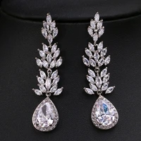 ekopdee classic flower crystal zircon earrings for women water drop cubic zirconia earring engaged wedding jewelry 2021 new