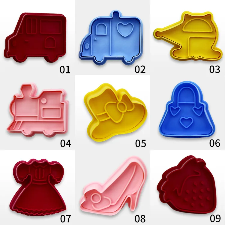 

Color 3D Plastic Three-dimensional Biscuit Mould Spring Press Biscuit Mould Cake Mould silicone molds baking accessories