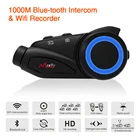 Водонепроницаемый Bluetooth WIFI DVR HD рециркулятор для группы 6 водителей Мотоцикл Интерком внутренняя телефонная связь мотоциклиста 1000 м Бесплатная доставка