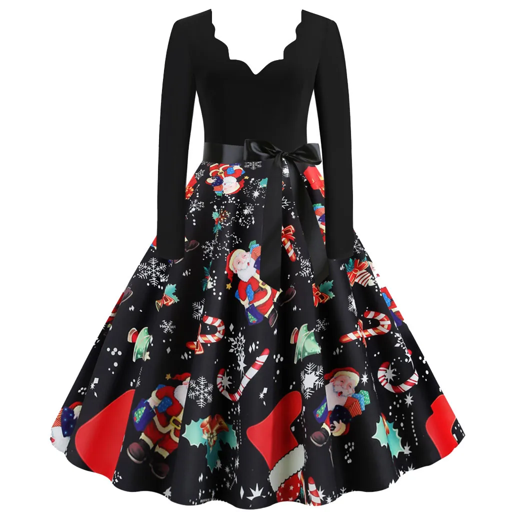 

Женское винтажное платье с длинным рукавом, черное платье-колокол с драпировкой в стиле 1950-х 60-х годов, элегантное праздничное платье