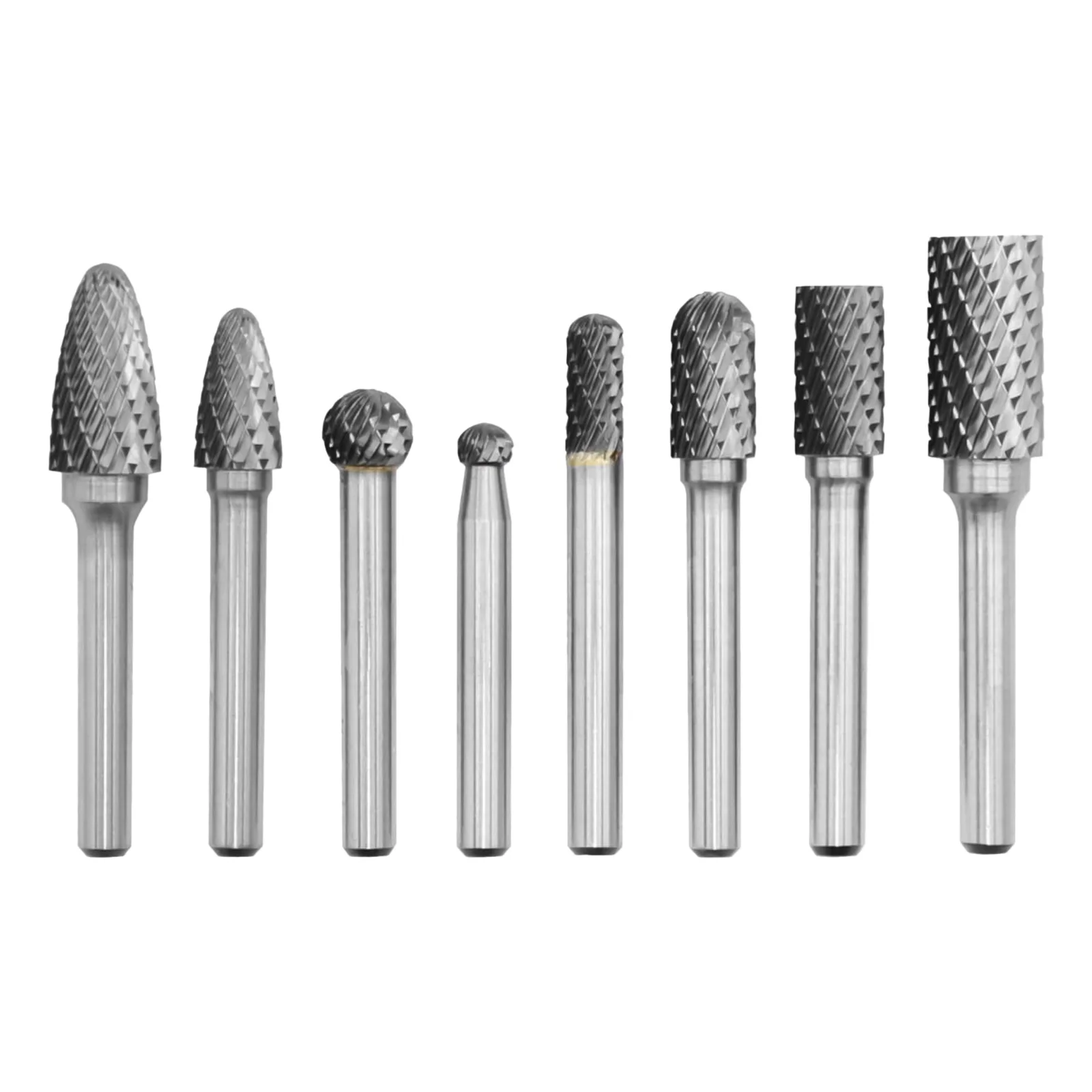 

8Pcs Tungsten Carbide Rotary Burr Set For Grinder Drill Cutting Burrs Metal Polishing Woodworking Carving Engraving Polishing