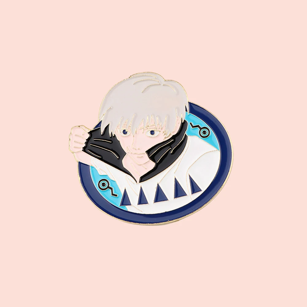 

ZF2863 Jujutsu Kaisen Cool Boy Cartoon Style Metal Enamel Badge Buttons Brooch Anime Denim Shirt Lapel Pins Clothing Accessories