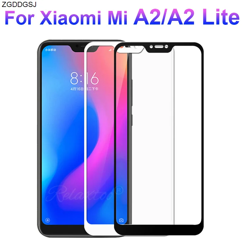 

Full Screen protector for xiaomi mi a2 lite Protective Glass For ksiomi xioami my mia2 a 2 a2 lite Full safety glass film 9H