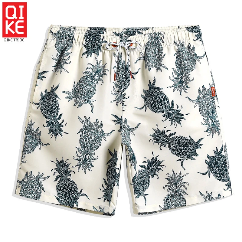 QIKE Мужской купальный костюм с рисунком ананаса быстросохнущие шорты для