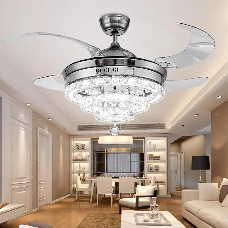 Современный хрустальный акриловый Невидимый веер в виде листьев трехцветная