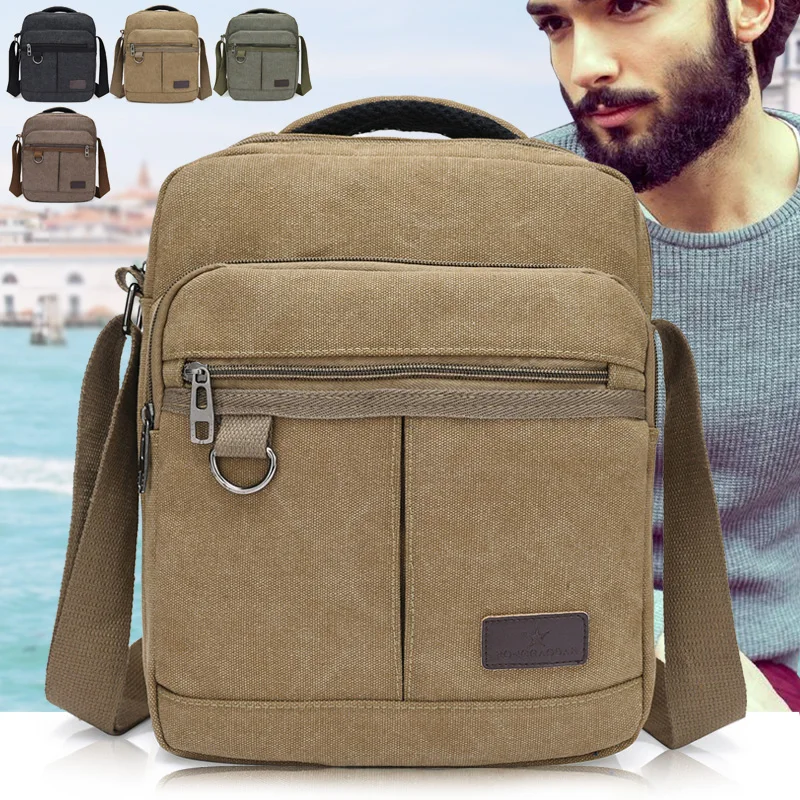 Men Canvas Crossbody Bags Travel Casual  Travel School Retro Tote Zipper Messenger Bag Shoulder Bag Good Qualtiy Outdoor Handbag