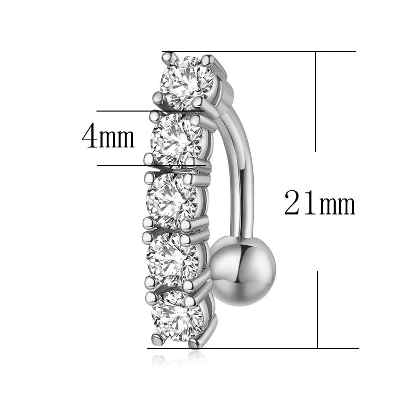 

1Pcs Women Fashion New Simple Multiple Zircon Belly Button Ring Human Body Piercing Copper Jewelry Personality Umbilical Nail