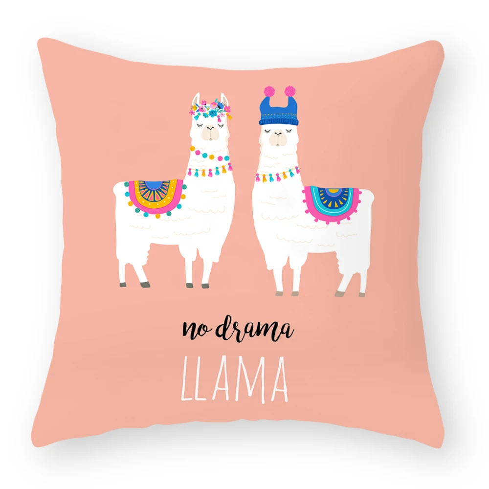 Silstar Tex Fashion Cartoon Alpaca Square Pillow Case Soft Throw Pillows Cushion Cover For Home Office Seat Chair | Дом и сад