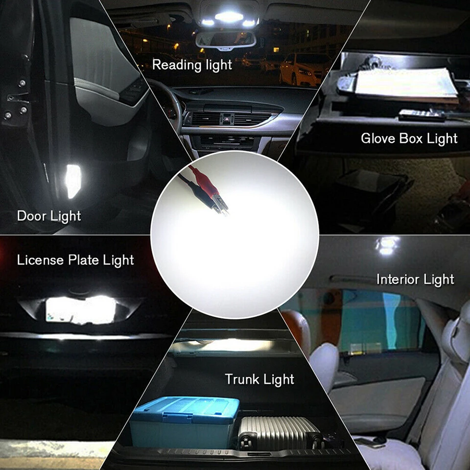 

ANMINGPU T10 W5W Led 194 501 9SMD 4014Chips Led T10 Bulb 12V Signal Lamp Clearance Lights Reading Lights Interior Lights White