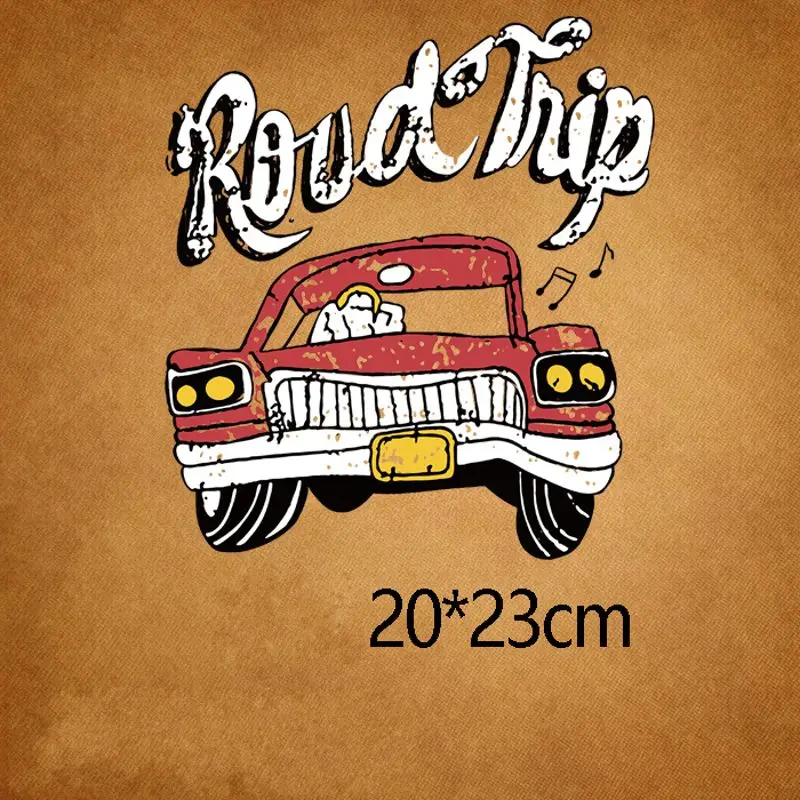 

23x20cm Fashion Car Iron on Patches For DIY Heat Transfer Clothes T-shirt Thermal transfer stickers Decoration Printing