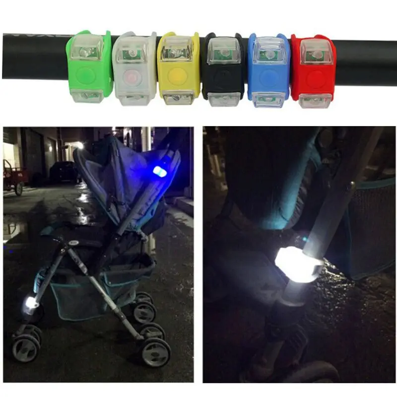 

W3JF 2PCS Baby Stroller Night Light Waterproof Silicone Caution lamp Outdoor Safety