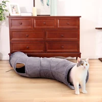 new funny cat play tunnel foldable 2 holes 130cm cat tunnel play crinkle sound cat rabbit play tunnel with ball kitten cat toy