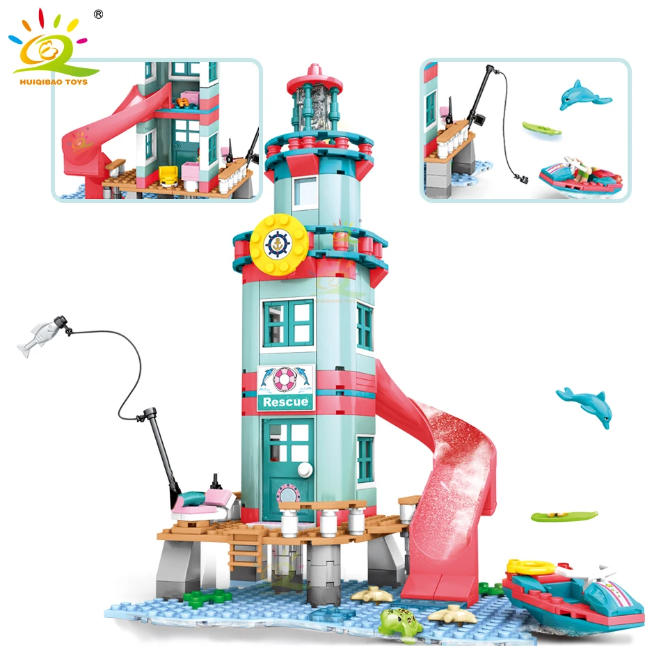 282 шт Пляжный спасательная башня девушка серии строительные блоки Морская