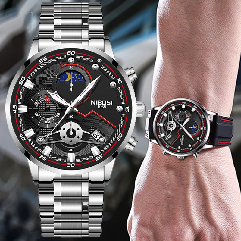 

NIBOSI 2021 новые роскошные модные светящиеся наручные часы лучшего бренда, водонепроницаемые часы с датой, спортивные часы, мужские кварцевые часы