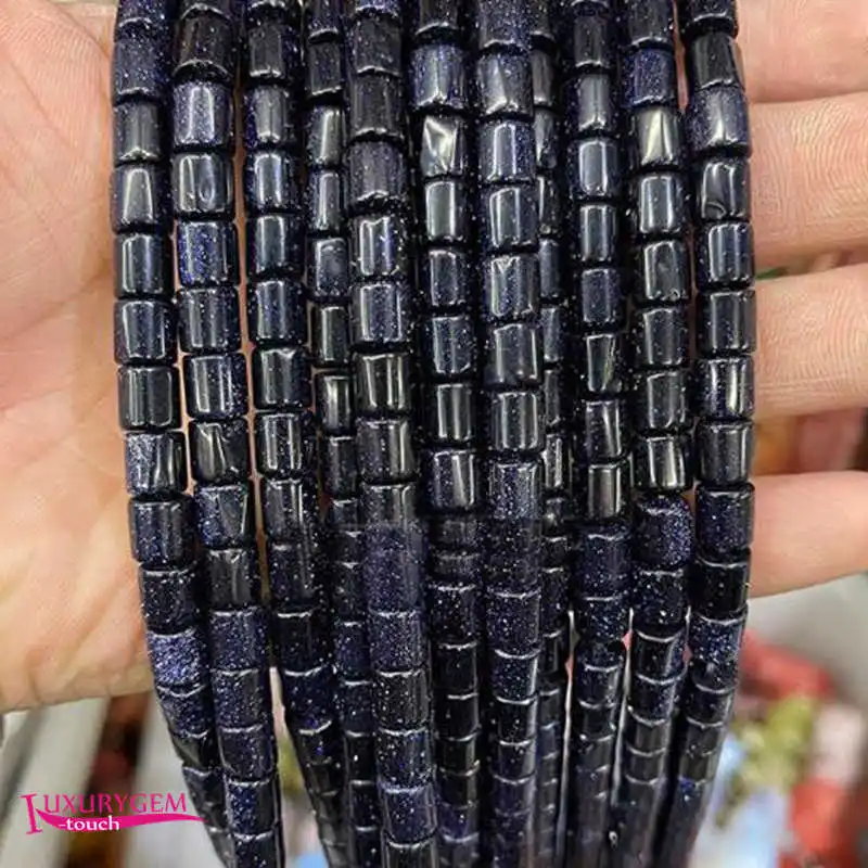 

Blue Color Sandstone Synthetic Stone Spacer Loose Beads 6x6mm Smooth Column Shape DIY Jewelry Making 38cm a3766