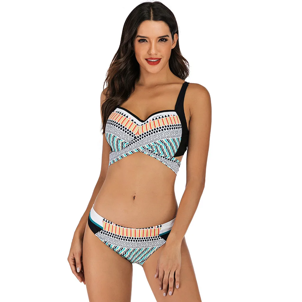 Женский винтажный бюстгальтер с эффектом пуш-ап комплект бикини в стиле пэчворк